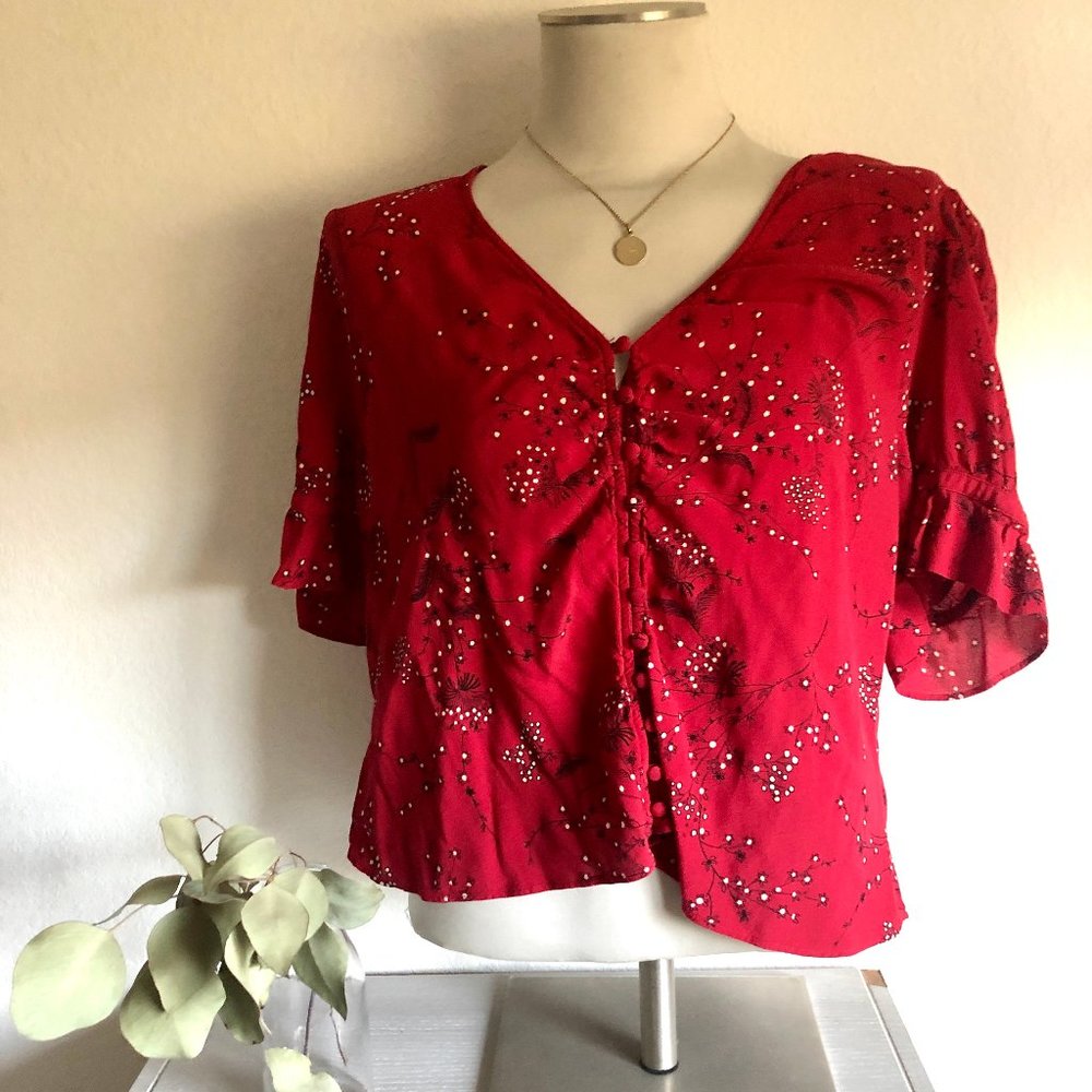 Madewell Red Floral Blouse